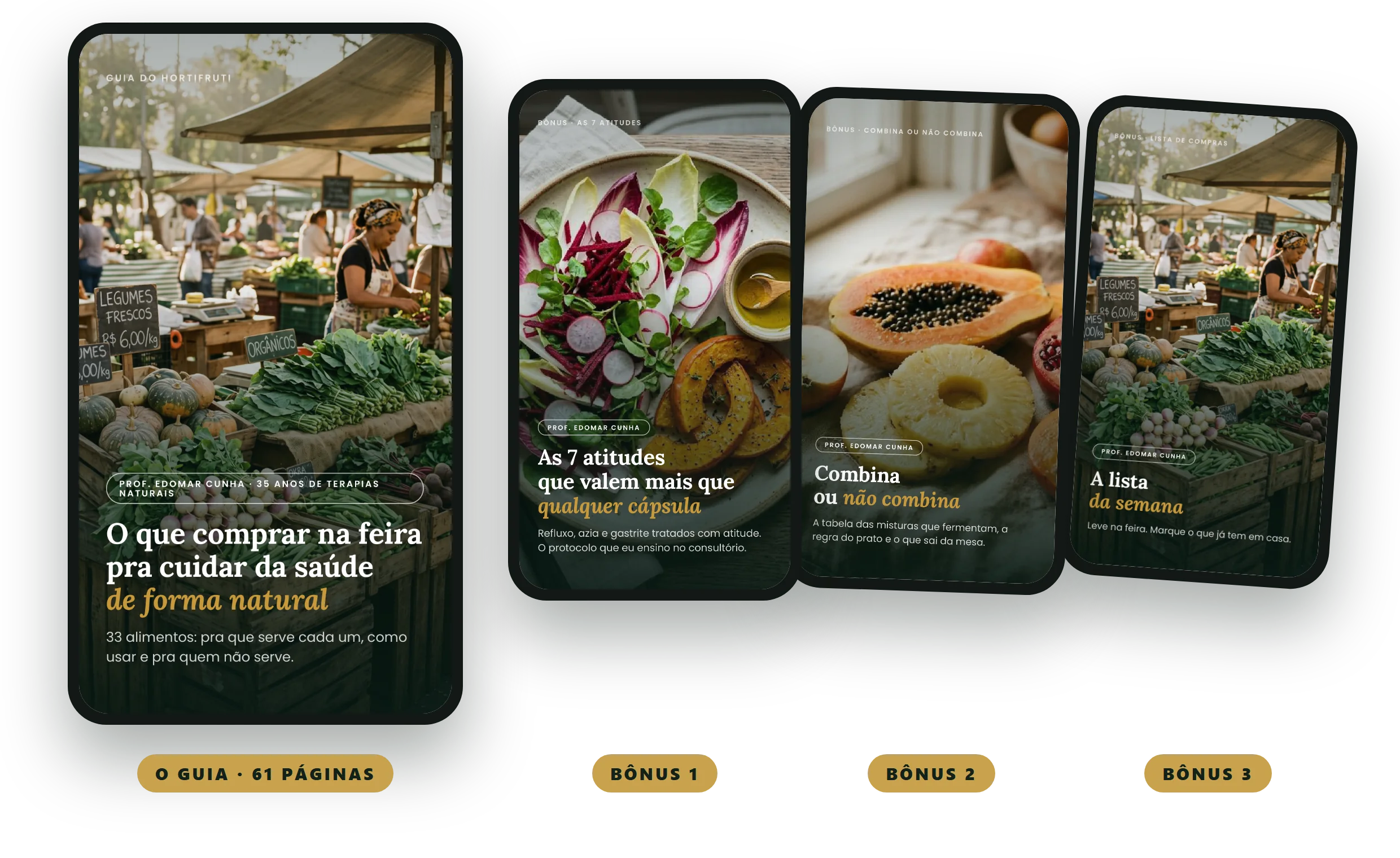 Guia do Hortifruti e os três bônus em quatro celulares